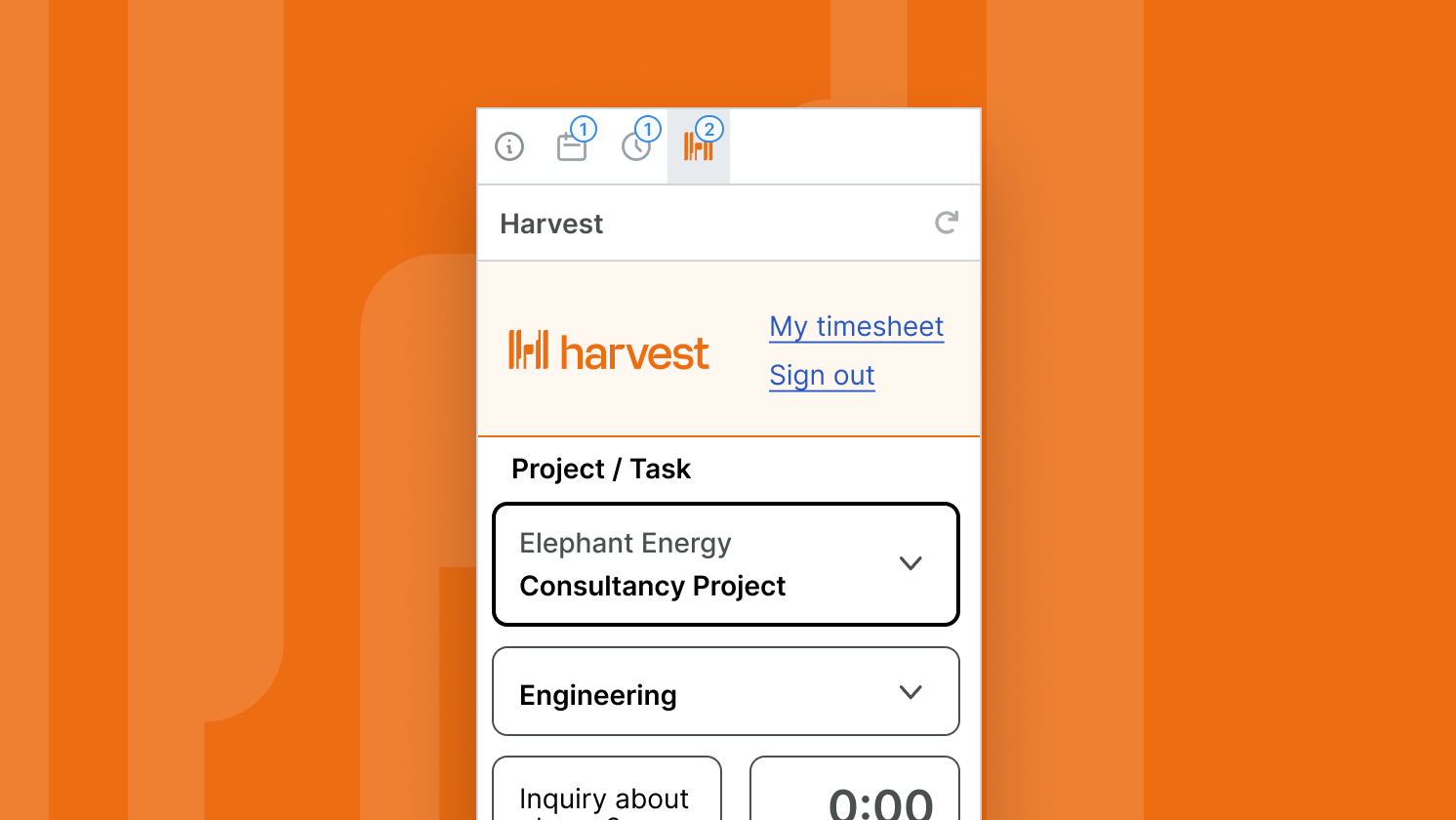 Harvest screenshot
